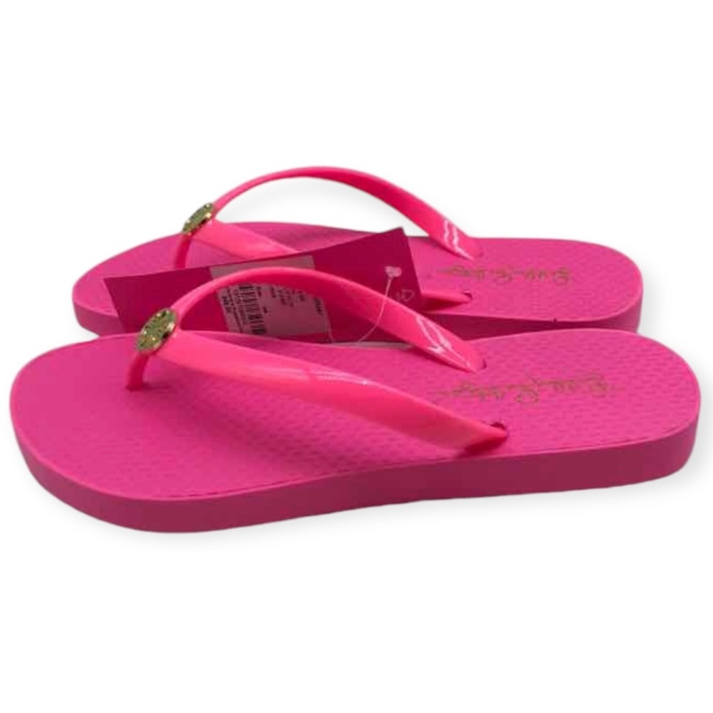 LILLY PULITZER Flip Flops Roxie Pink Pool Shoes Resort Sandals NWT - Picture 3 of 12